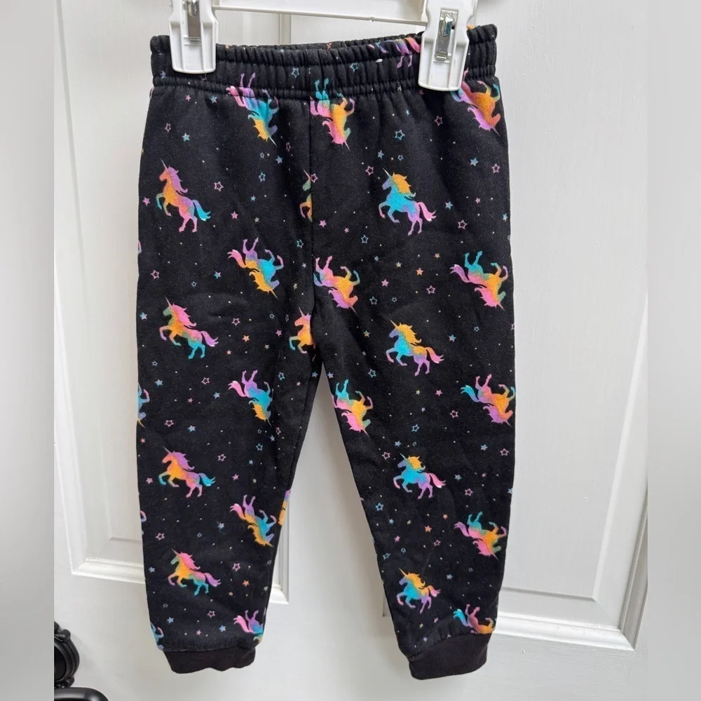 Garanimals 3T Girls Black Rainbow Unicorn Sweatpants